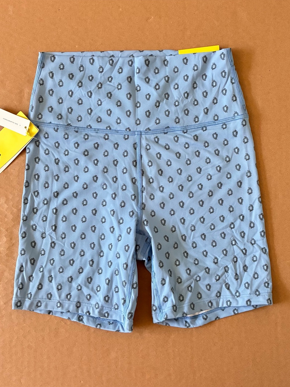 All In Motion Everyday Soft Bike Shorts High Rise Blue Paisley Athletic Small